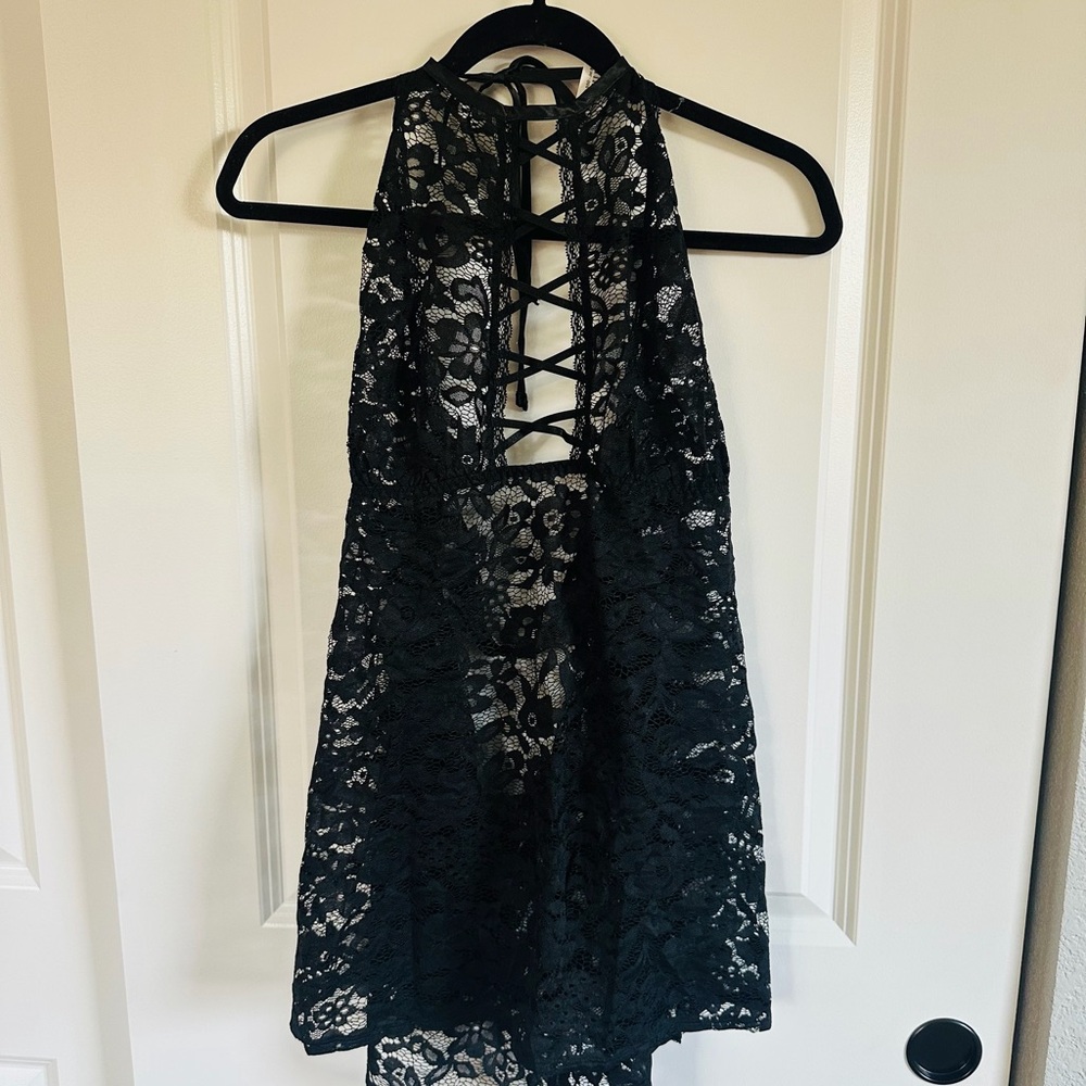 NWT Adore Me Black Lace Backless Dress